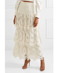 Brock Collection Sasi Tiered Embroidered Tulle Maxi Skirt
