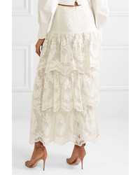 Brock Collection Sasi Tiered Embroidered Tulle Maxi Skirt