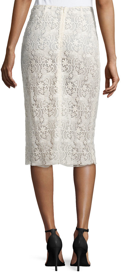 Nina Ricci Guipure Lace Pencil Skirt Ivory, $1,290, Bergdorf Goodman