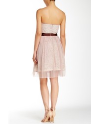 Ryu Strapless Pleated Lace Dress