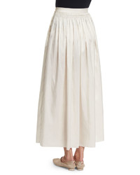 The Row Tovo High Waist Silk Full Midi Skirt Old Lace