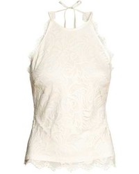 Beige Lace Sleeveless Top