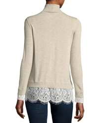 Joie Fredrika Wool Blend Turtleneck Sweater W Lace Hem