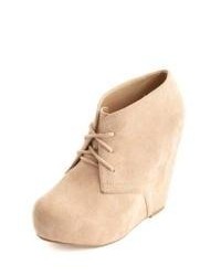 Beige Lace-up Ankle Boots