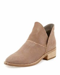 Eileen Fisher Leaf Perforated Leather Bootie Neutral Pattern