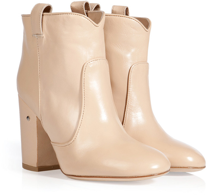 beige leather ankle boots
