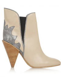 See by Chloe See By Chlo Metallic Suede Paneled Leather Ankle Boots
