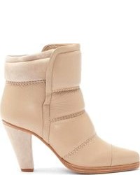 Chloé Taupe Quilted Leather Suede Ankle Boots