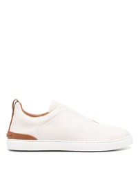 Zegna Triple Stitch Pebbled Leather Sneakers