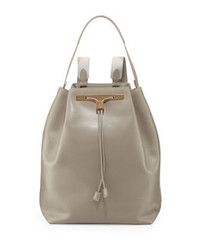 The Row Leather Drawstring Hobobackpack Gray