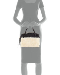 Foley + Corinna Cable Shearling Leather Satchel Bag Blackwhite