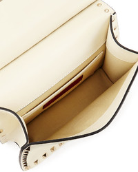 Valentino Rockstud Leather Lock Flap Square Shoulder Bag Ivory
