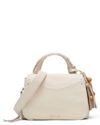 Elizabeth and James Small Trapeze Leather Satchel Beige