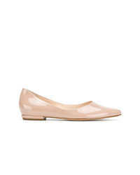 Beige Leather Ballerina Shoes