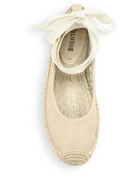 Soludos Leather Ankle Wrap Ballet Flats