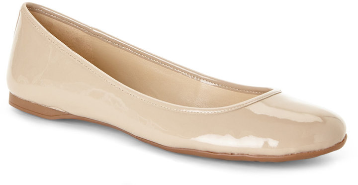 beige patent leather flats