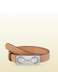 Gucci Leather Belt With Crystal Horsebit Buckle