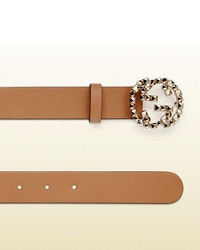 Gucci Leather Belt With Studded Interlocking G Buckle