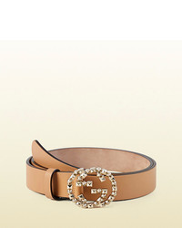 Gucci Leather Belt With Studded Interlocking G Buckle