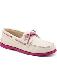 Sperry Topsider Shoes Authentic Original Color Pop 2 Eye Boat Shoe Oat Leather Magenta