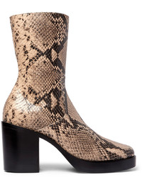 Balenciaga Snake Effect Leather Boots