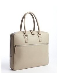 Salvatore Ferragamo Beige Textured Leather Top Handle Briefcase