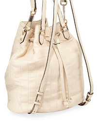 Elizabeth and James Cynnie Quilted Leather Drawstring Backpack Cream