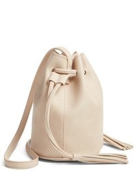 Street Level Mini Faux Leather Tassel Bucket Bag