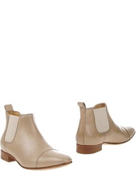 Beige Leather Chelsea Boots