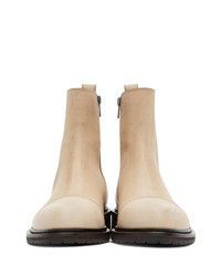 Ann Demeulemeester Beige Leather Zip Up Boots
