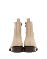 Ann Demeulemeester Beige Leather Zip Up Boots