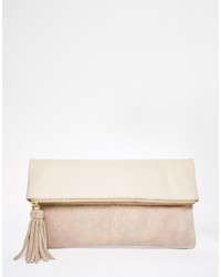 Asos Collection Leather And Suede Foldover Clutch Bag