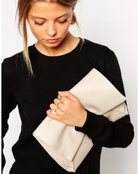 Asos Collection Unlined Soft Leather Flap Over Clutch Bag