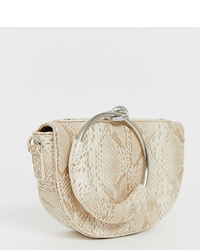 My Accessories London Half Moon Clutch Bag With Ring Handle