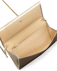 Jimmy Choo Milla Glitter Patent Clutch Bag Sand
