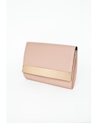 Missguided Gold Plate Clutch Bag Nude