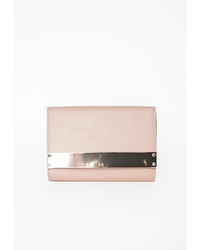 Missguided Gold Plate Clutch Bag Nude
