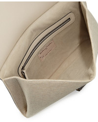 Brunello Cucinelli Monili Tab Leather Flap Clutch Bag Cream