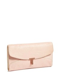 Ted Baker London T Clasp Maxi Calf Hair Clutch Nude Pink