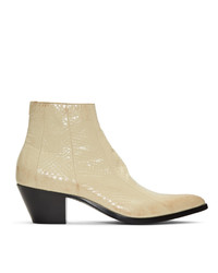 Beige Leather Cowboy Boots