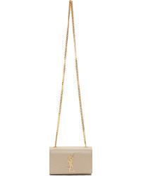 Saint Laurent Beige Leather Small Monogram Chain Bag