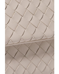 Bottega Veneta Messenger Mini Intrecciato Leather Shoulder Bag Cream