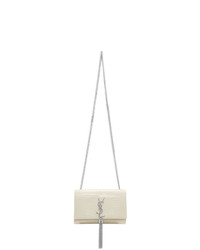 Saint Laurent Off White Croc Kate Tassel Bag