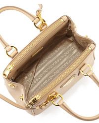 Prada Saffiano Mini Galleria Crossbody Bag Beige