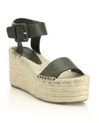 Vince Abby Leather Espadrille Platform Wedge Sandals