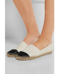 Tory Burch Two Tone Leather Espadrilles Ivory