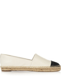 Tory Burch Two Tone Leather Espadrilles Ivory