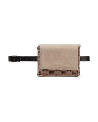 Wicker Wings Tao Rattan Suede And Leather Belt Bag