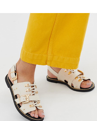 River Island Flat Sandals With Detail In Nude