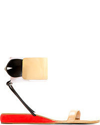 Chloé Gold Beige Leather Ankle Cuff Sandals